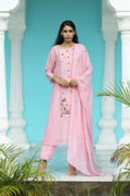 MERAKI LIGHT PINK HANDLOOM CHANDERI KURTA SET