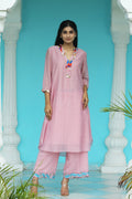 MERAKI LIGHT PINK HANDLOOM CHANDERI KURTA