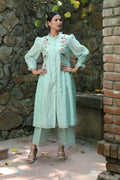 PAPEEHA MINT GREEN CHANDERI KURTA SETS